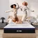 Generic hybrid mattress setup in bedroom for optimal comfort