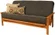 Pemberly Row full-size futon mattress with charcoal cover on a bed frame